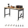 VEVOR 48" Workbench on Wheels Adjustable Height Table with Power Outlet & Pegboard