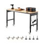 VEVOR 60" Workbench on Wheels Adjustable Height Table with Power Outlet & Pegboard