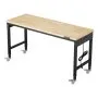 VEVOR 60-Inch Adjustable Workbench, 2000 lbs Load, Work Bench with Power Outlet, Wheels, and Pegboard, Heavy Duty Oak Wood Top Work Table for Garage, Workshop, Office, and Home