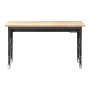 VEVOR 1524 mm Adjustable Workbench, 680 kg Load Capacity, Garage Workbench with Drawer, Power Outlet, Wheels, and Pegboard, Heavy Duty Oak Wood Top Work Table for Garage, Workshop, Office, and Home