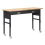 VEVOR 1524 mm Adjustable Workbench, 680 kg Load Capacity, Garage Workbench with Drawer, Power Outlet, Wheels, and Pegboard, Heavy Duty Oak Wood Top Work Table for Garage, Workshop, Office, and Home