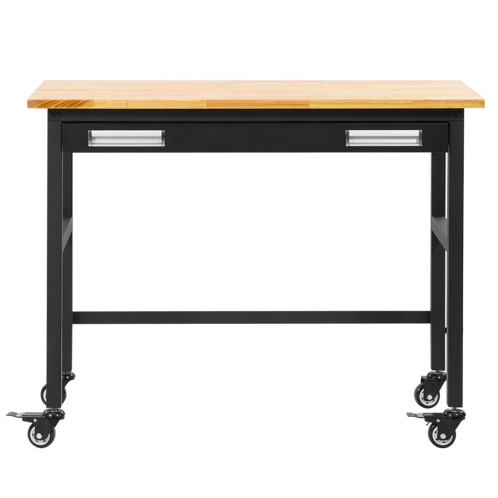 VEVOR 122 x 62cm Workbench on Wheels Wood Top Table with Drawer Organizer 680 kg