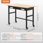 VEVOR 48" arbeidsbenk på hjul Wood Top Arbeidsbord med skufforganisering 1500 lbs