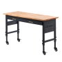 Banco de trabajo ajustable VEVOR de 60 pulgadas, capacidad de carga de 1500 lb, banco de trabajo para garaje con cajón, toma de corriente, ruedas y tablero perforado, mesa de trabajo resistente con cubierta de madera de roble para garaje, taller, oficina y hogar.