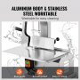 VEVOR Electric Meat Saw, 850W Stainless Vertical Cutter, 380 x 485 mm Workbench, 180 mm Cutting Thickness, Includes 5 Blades for Slicing Frozen Meat, Pork, Beef, and Ribs