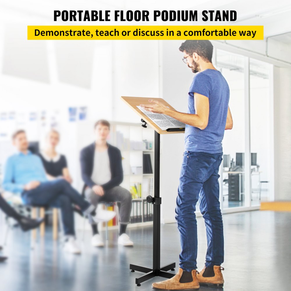 VEVOR Portable Adjustable Lectern Presentation Podium Stand with Laptop Holder