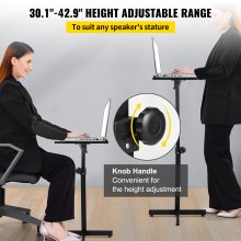 VEVOR Lectern Podium Stand, Height Adjustable Laptop Table, Portable Presentation Standing for Classroom, Office, Church, Tilting Desktop with Edge Stopper, Black
