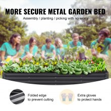 VEVOR Raised Garden Bed, 94.5 x 47.2 x 11 inch Galvanized Metal Planter Box, Outdoor Planting Boxes with Open Base, for Growing Flowers/Vegetables/Herbs in Backyard/Garden/Patio/Balcony, Dark Gray