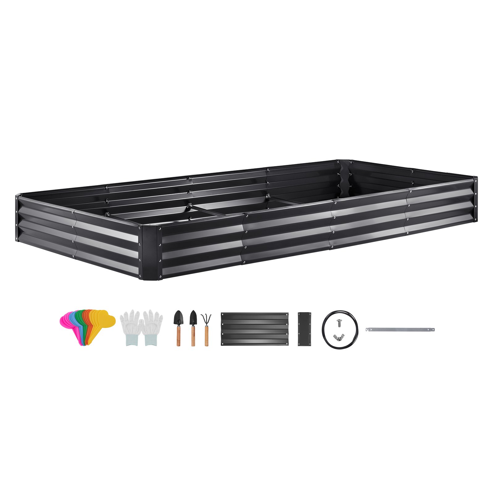 VEVOR Raised Garden Bed, 94.5 x 47.2 x 11 inch Galvanized Metal Planter Box, Outdoor Planting Boxes with Open Base, for Growing Flowers/Vegetables/Herbs in Backyard/Garden/Patio/Balcony, Dark Gray