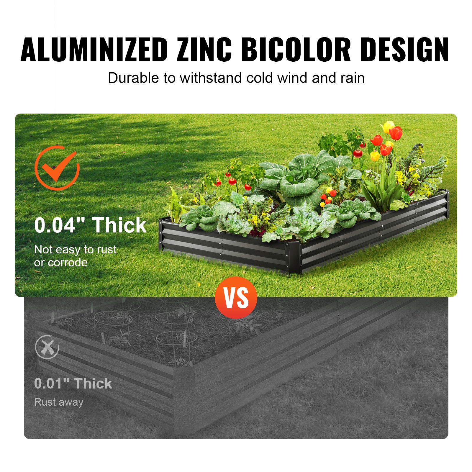 Galvanized Raised Garden Bed Planter Box 94.5x47.2x11" Flower Vegetable Galvanized Raised Garden Bed Planter Box 94.5x47.2x11" Flower Vegetable