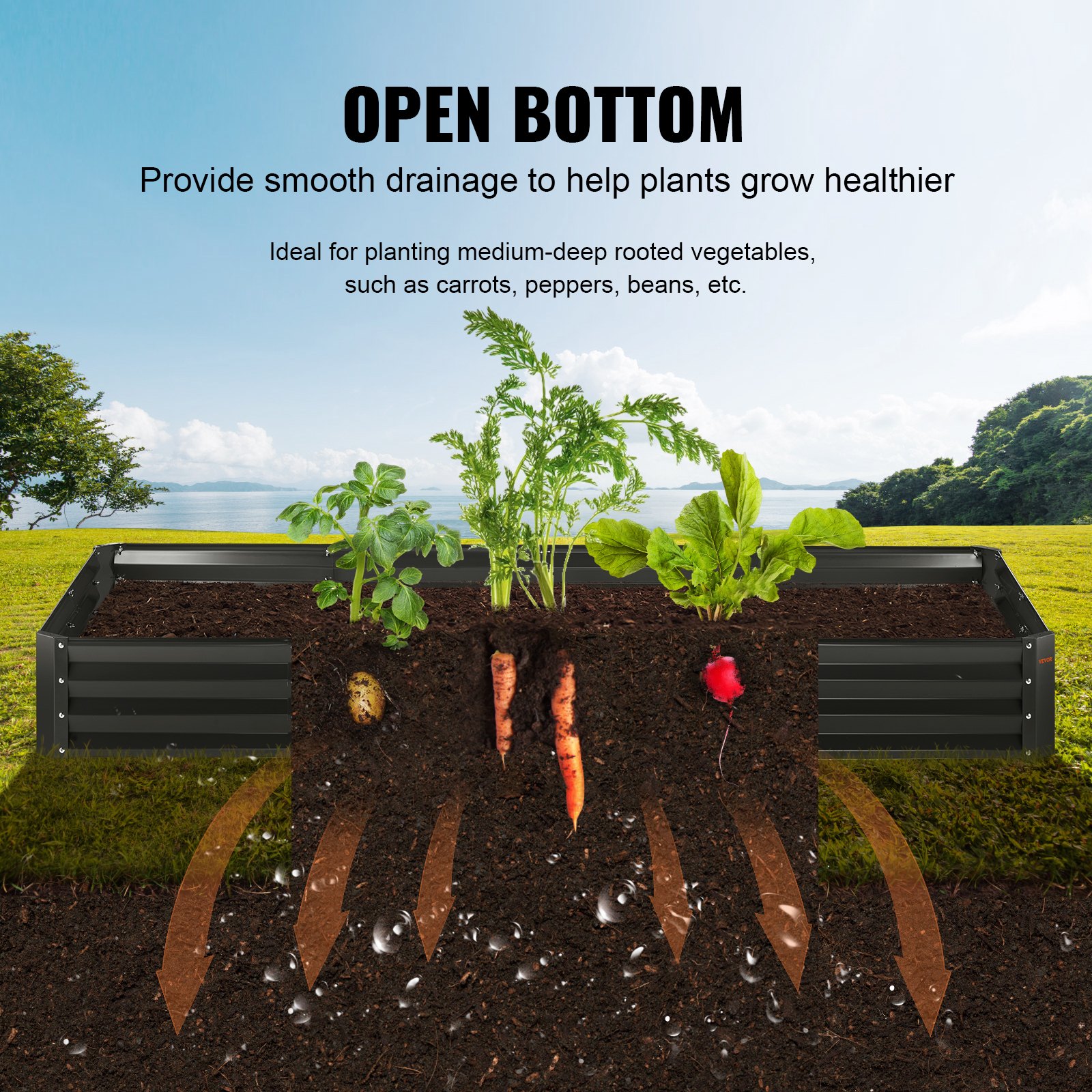 Galvanized Raised Garden Bed Planter Box 94.5x47.2x11" Flower Vegetable Galvanized Raised Garden Bed Planter Box 94.5x47.2x11" Flower Vegetable