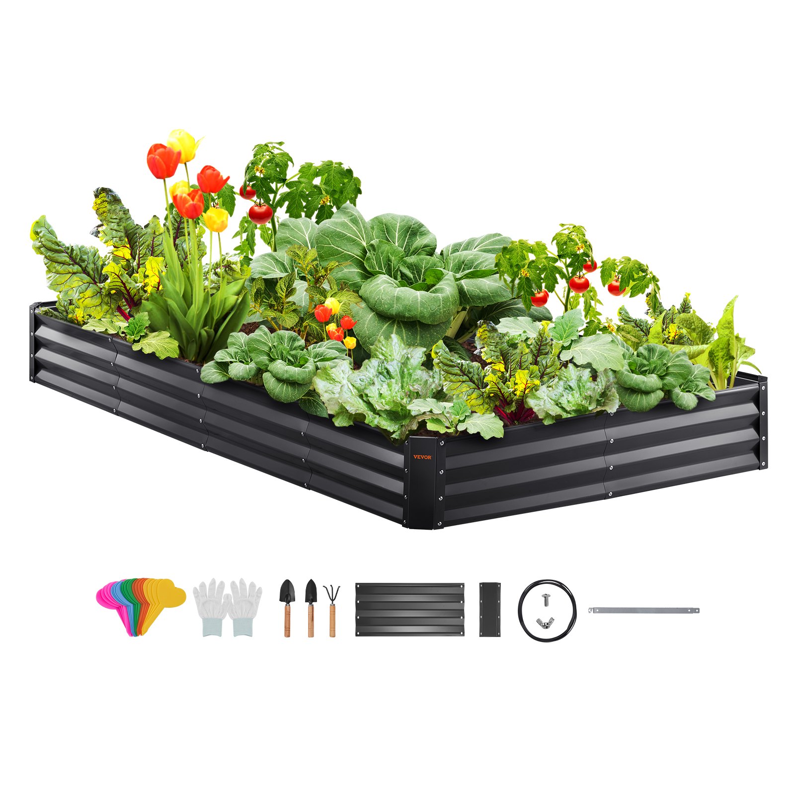 Galvanized Raised Garden Bed Planter Box 94.5x47.2x11" Flower Vegetable Galvanized Raised Garden Bed Planter Box 94.5x47.2x11" Flower Vegetable
