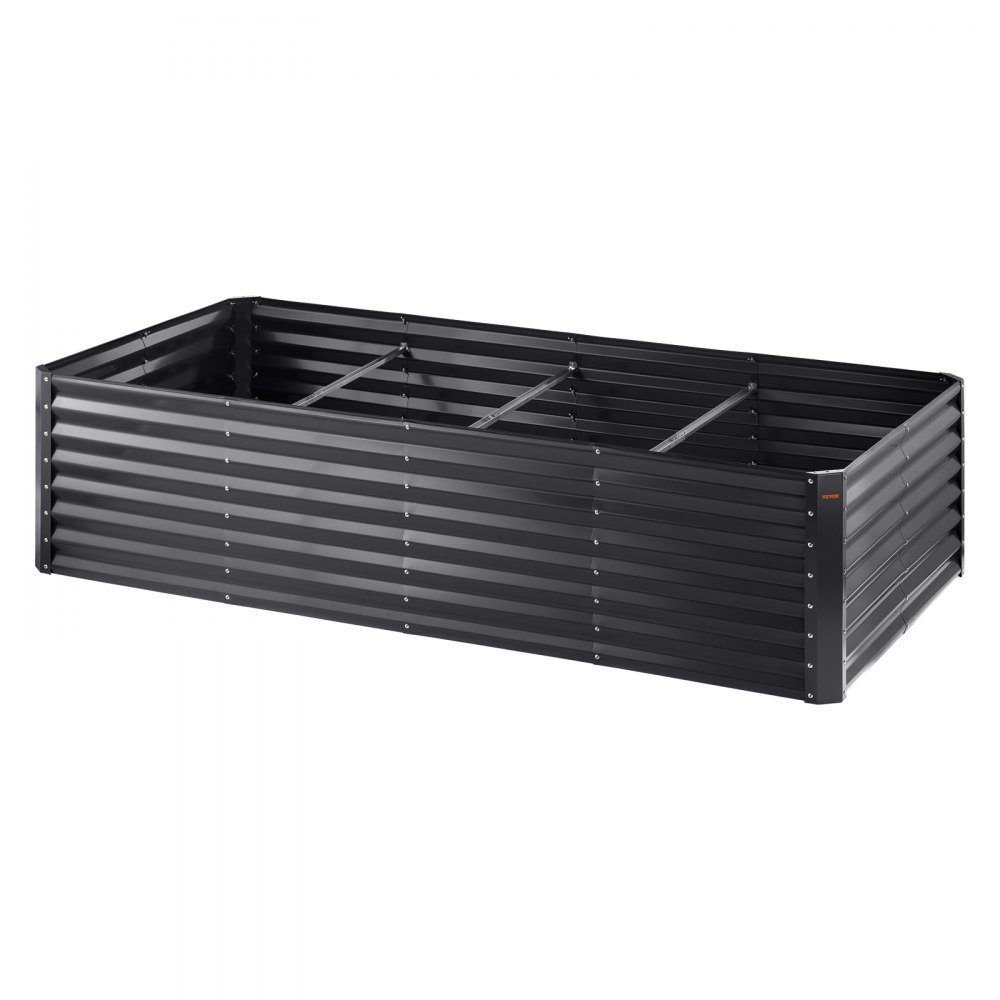 VEVOR Raised Garden Bed, 8 x 4 x 2 ft Galvanized Metal Planter Box, Outdoor Planting Boxes with Open Base, for Growing Flowers/Vegetables/Herbs in Backyard/Garden/Patio/Balcony, Dark Gray