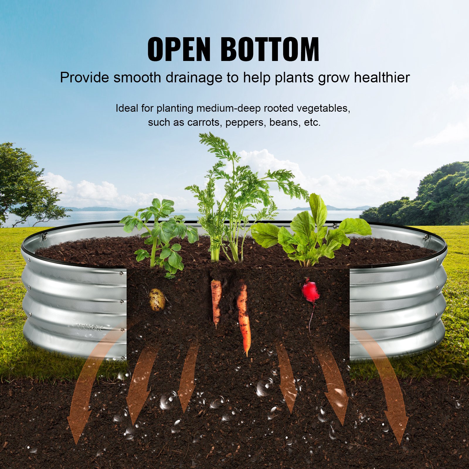 Galvanized Raised Garden Bed Planter Box 48.2x24.6x11" Flower Vegetable Galvanized Raised Garden Bed Planter Box 48.2x24.6x11" Flower Vegetable