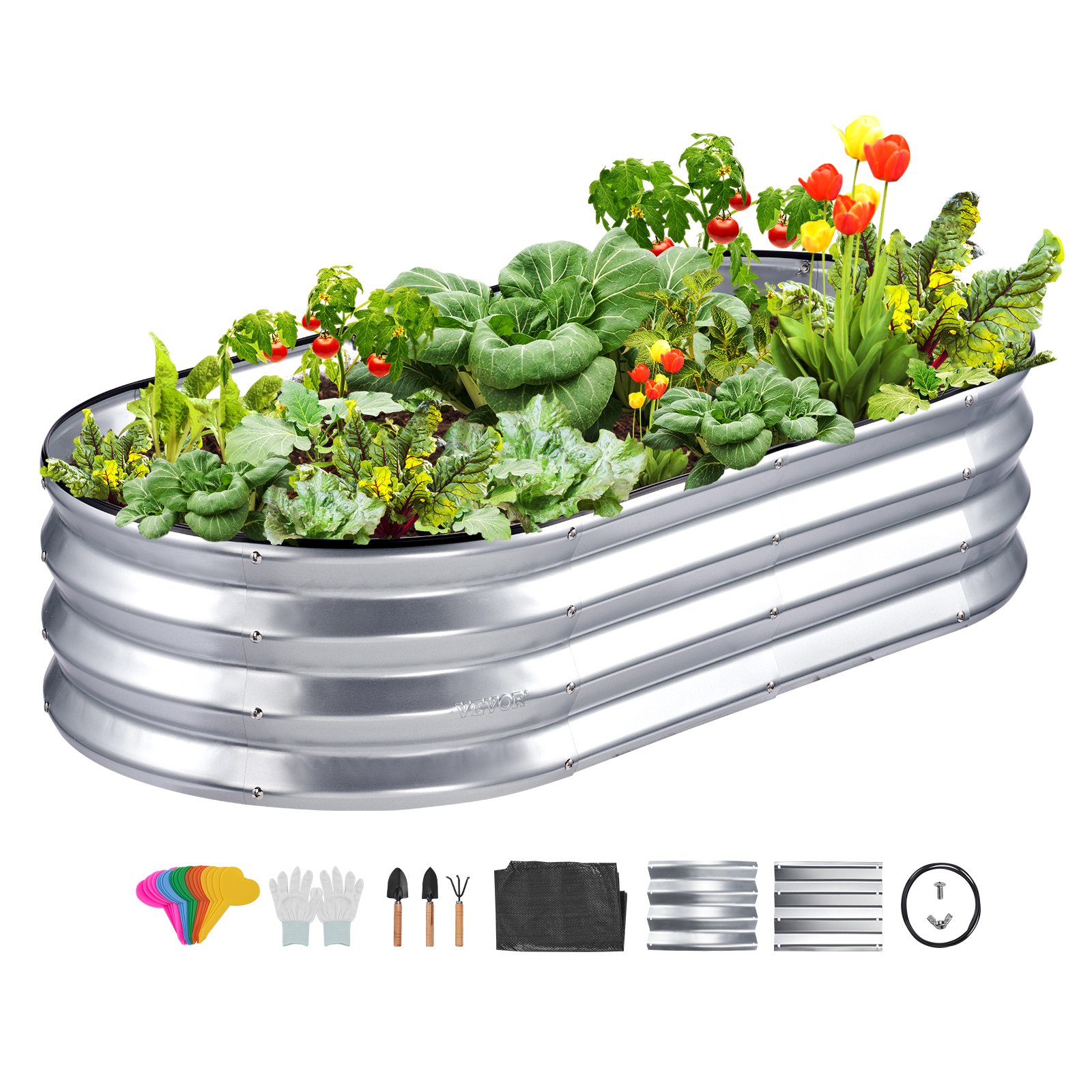 Galvanized Raised Garden Bed Planter Box 48.2x24.6x11" Flower Vegetable Galvanized Raised Garden Bed Planter Box 48.2x24.6x11" Flower Vegetable