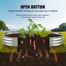 VEVOR Raised Garden Bed, 71.9 x 36.4 x 11 inch Galvanized Metal Planter Box, Outdoor Planting Boxes with Open Base, for Growing Flowers/Vegetables/Herbs in Backyard/Garden/Patio/Balcony, Silver
