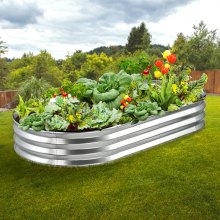 VEVOR Raised Garden Bed, 70.9x35.4x11 inch Galvanized Metal Planter Box, Outdoor Planting Boxes with Open Base, for Growing Flowers/Vegetables/Herbs in Backyard/Garden/Patio/Balcony, Silver