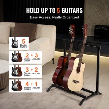 VEVOR 5-Space Guitar Stand Floor-Standing Foldable Rack Hold Up to 5 Guitars