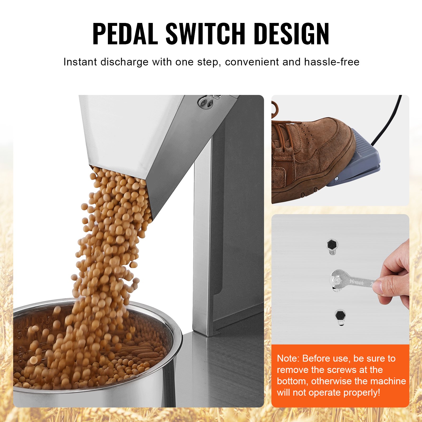 VEVOR Particle Filling Machine, 0.044-11 lbs/20-5000g, Automatic Filler Machine with Foot Pedal, Stainless Steel Weighing Filling Machine, Weigh Filler for Beans Seeds Grains Tea Granular Packing