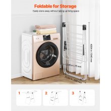 2-Tier Foldable Clothes Drying Rack with Sock Clips & 21 Drying Rods White