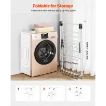 VEVOR Clothes Drying Rack, 2-Tier Foldable Laundry Dryer Rack with Sock Clips & 21 Drying Rods, Metal Height Adjustable Drying Racks for Outdoor & Indoor, Free-Standing & Space-Saving Hanger, White