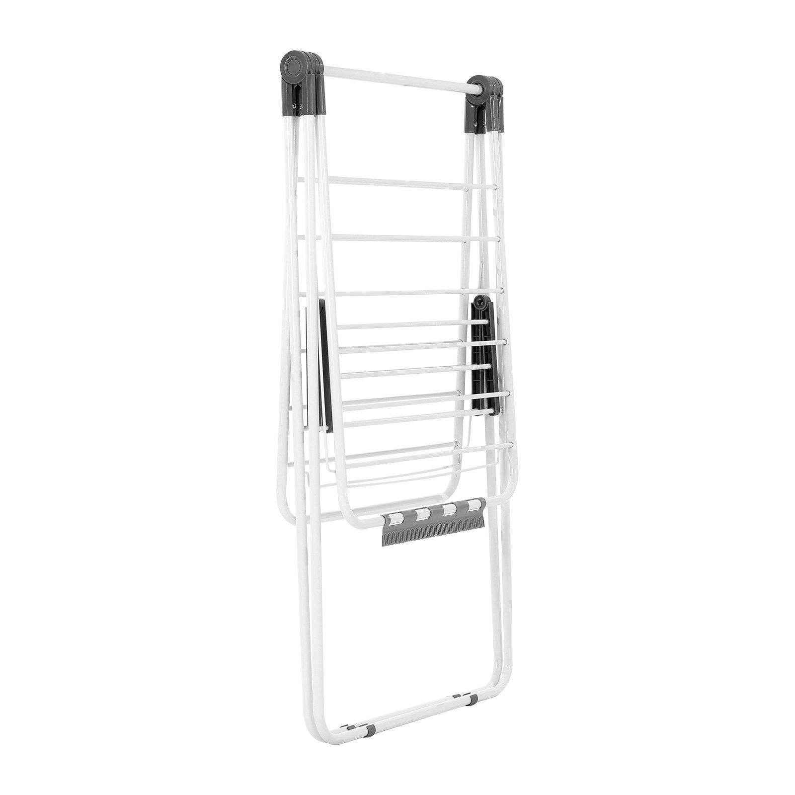 VEVOR Clothes Drying Rack, 2-Tier Foldable Laundry Dryer Rack with Sock Clips & 21 Drying Rods, Metal Height Adjustable Drying Racks for Outdoor & Indoor, Free-Standing & Space-Saving Hanger, White