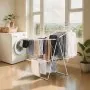 Varal de roupas VEVOR, suporte dobrável de 2 níveis para secar roupas, com prendedores para meias e 31 hastes de secagem, varal de metal com altura ajustável para áreas internas e externas, cabide independente e compacto, branco