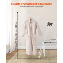 2-Tier Foldable Clothes Drying Rack with Sock Clips & 31 Drying Rods White