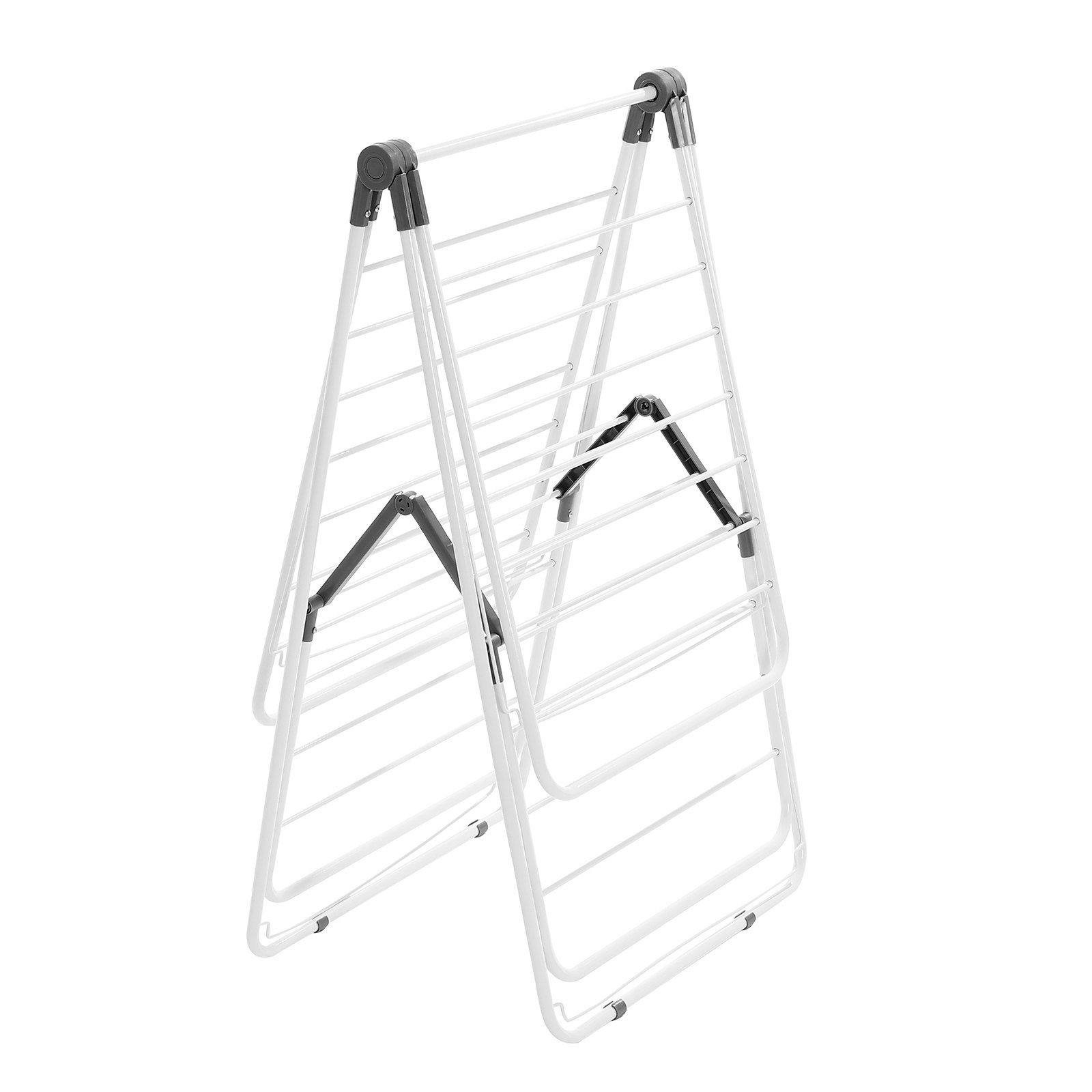 VEVOR Clothes Drying Rack, 2-Tier Foldable Laundry Dryer Rack with Sock Clips & 31 Dry Rods, Metal Height Adjustable Drying Racks for Outdoor & Indoor, Free-Standing & Space-Saving Hanger, White