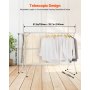VEVOR Clothes Drying Rack, 2-Tier Telescopic Laundry Dryer Rack, Stainless Steel Drying Racks with 30 Windproof Holes and 2 Shoe Hooks, Free-Standing and Portable Hanger for Outdoor & Indoor Use