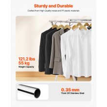 2-Tier Telescopic Clothes Drying Rack w/ 30 Windproof Holes & 2 Shoe Hooks
