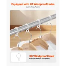 VEVOR Clothes Drying Rack, 2-Tier Telescopic Laundry Dryer Rack, Stainless Steel Drying Racks with 30 Windproof Holes and 2 Shoe Hooks, Free-Standing and Portable Hanger for Outdoor & Indoor Use