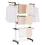 VEVOR Clothes Drying Rack, 4-Tier Foldable Laundry Dryer Rack, Metal Drying Racks with 24 Drying Rods, Free-Standing and Portable Hanger with 4 Castors and Two Side Wings for Outdoor & Indoor Use