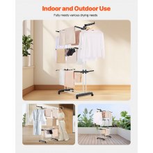 4-Tier Foldable Clothes Drying Rack with 24 Drying Poles and 4 Castors