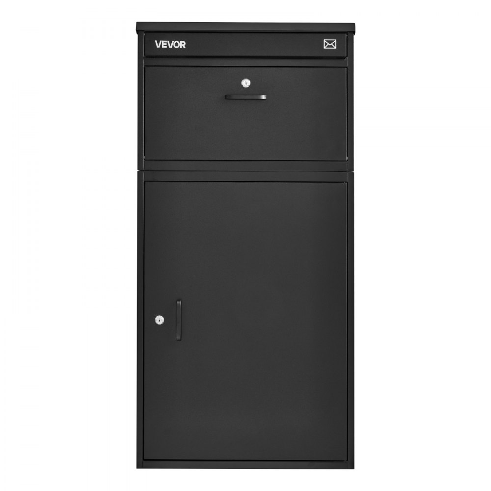 VEVOR Package Delivery Box for Outside 43.31 in Large Metal Parcel Drop Box, for Porch, Curbside & House Storage, Lockable Anti-Theft Waterproof Weatherproof, Thick Secure Mailbox for Outdoor, Black