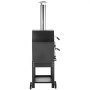 rear view of VEVOR outdoor pizza oven with stainless steel chimney and handles.
