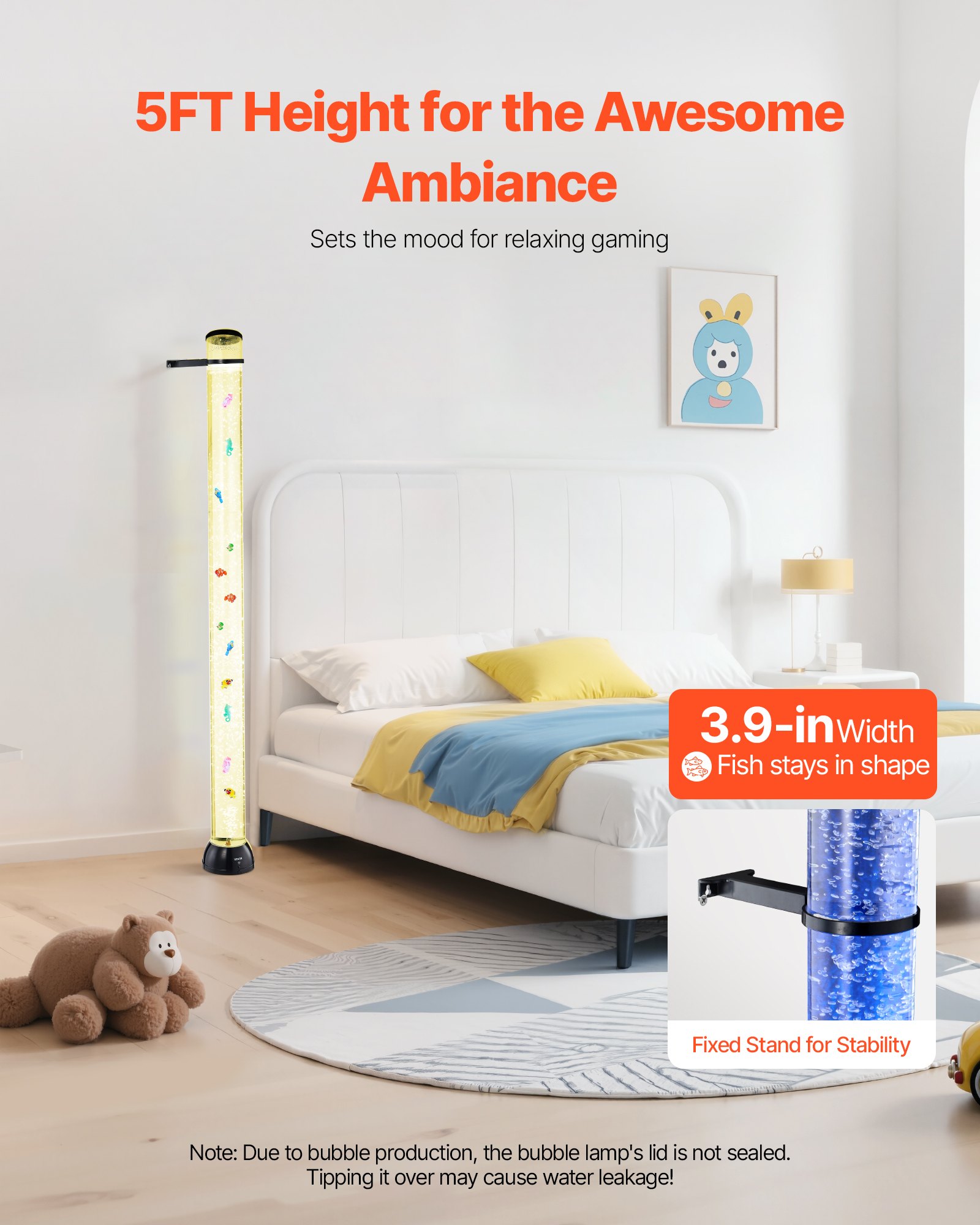 VEVOR Bubble Tube Lamp 16 Color 150 cm Sensory Aquarium Lamp for Relief Calming