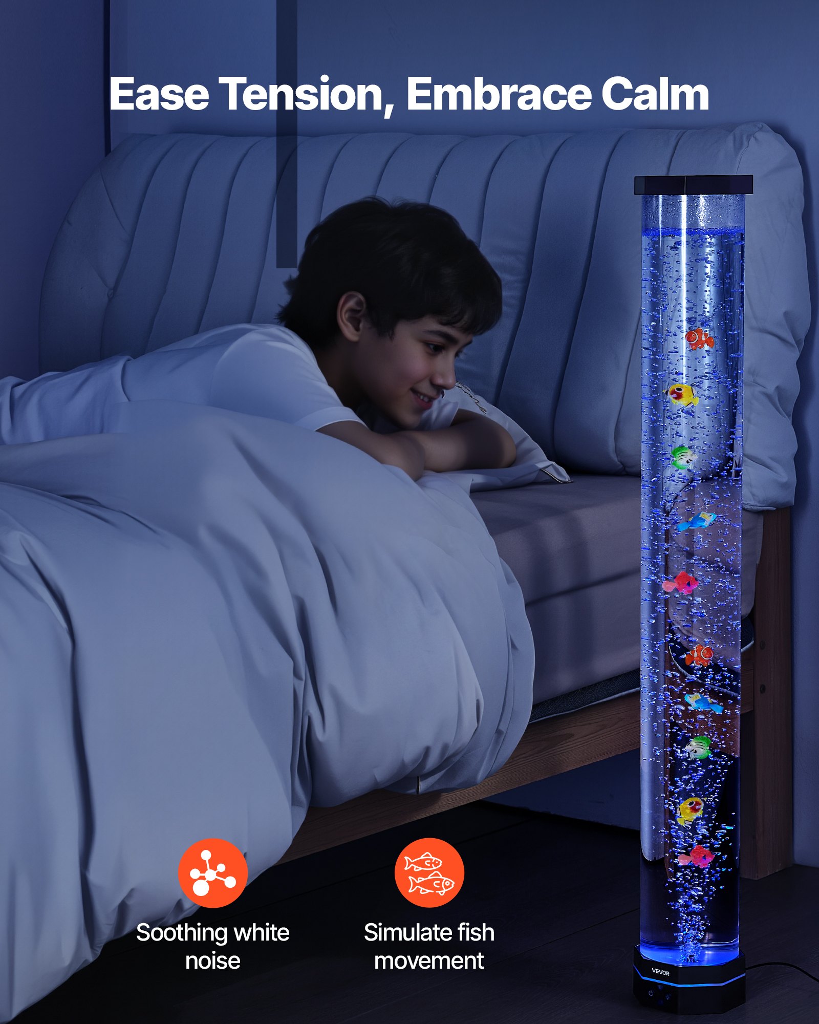 VEVOR Bubble Tube Lamp 16 Color 1 m Sensory Aquarium Lamp for Relief Calming