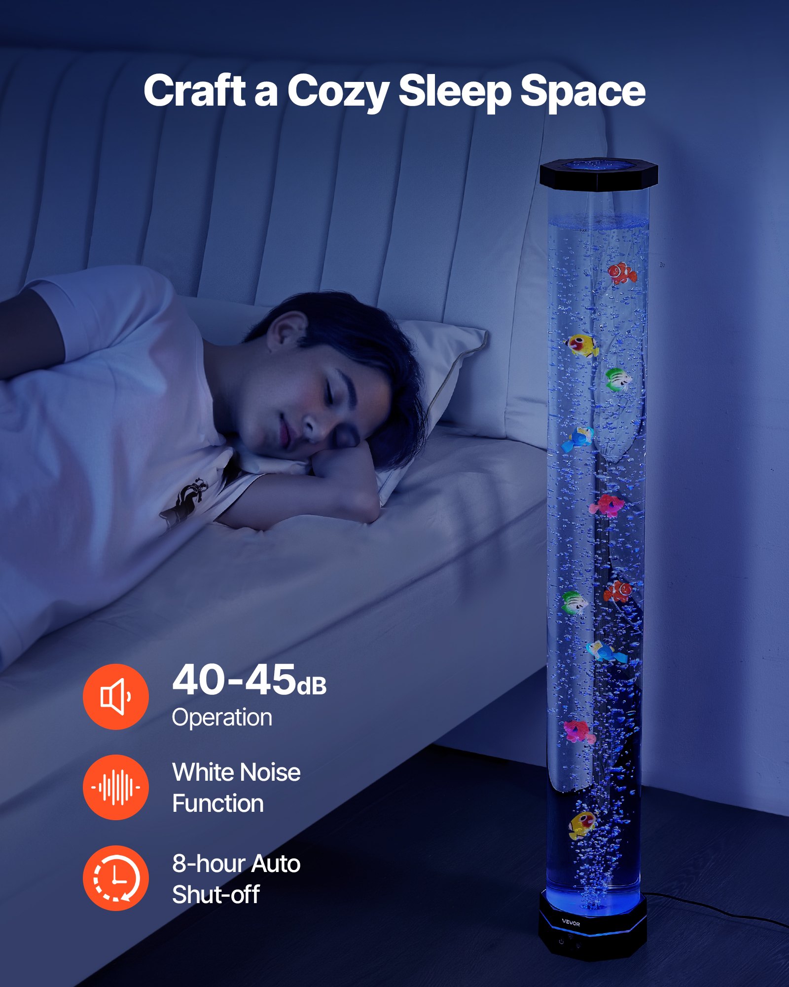 VEVOR Bubble Tube Lamp 16 Color 1 m Sensory Aquarium Lamp for Relief Calming