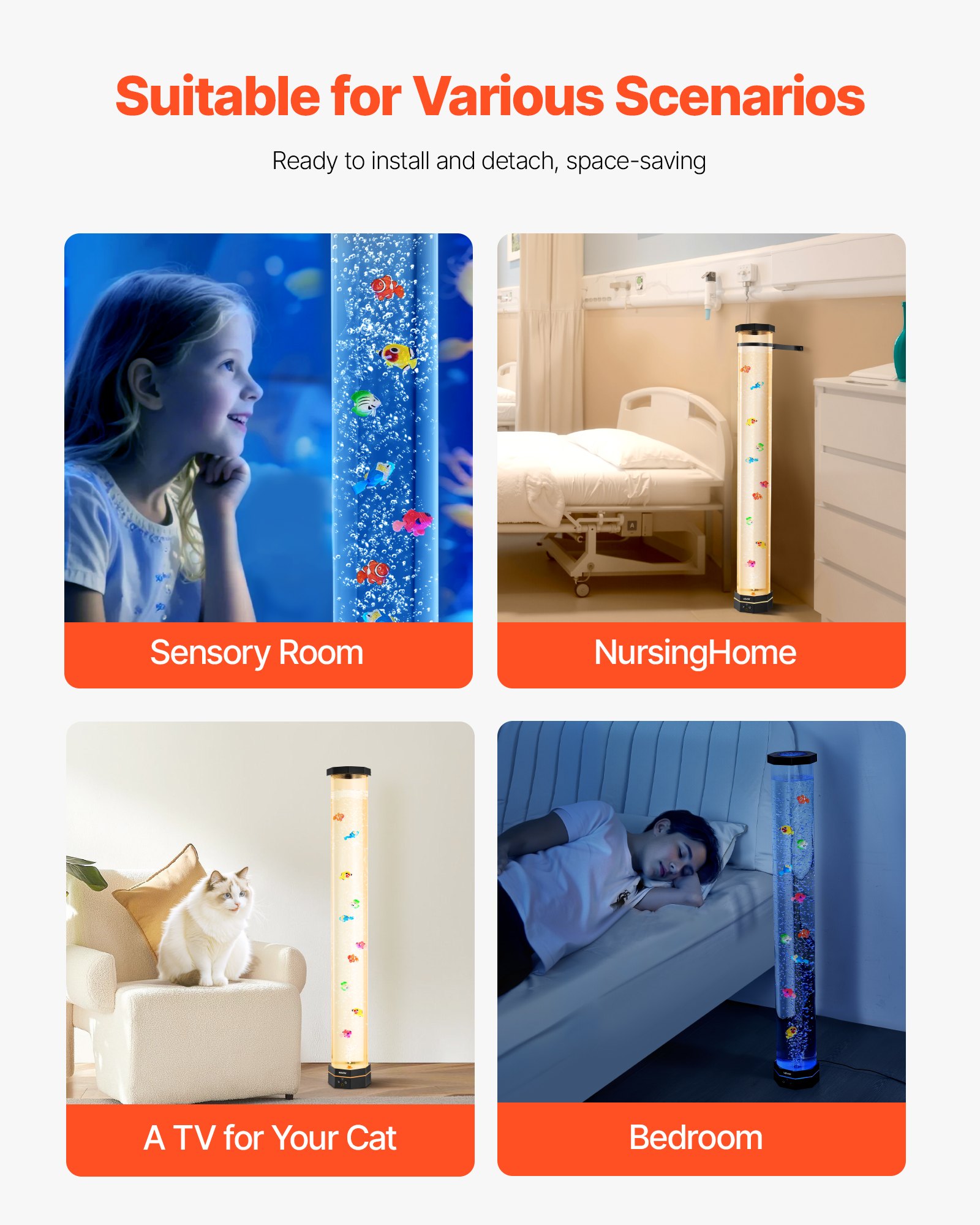 VEVOR Bubble Tube Lamp 16 Color 1 m Sensory Aquarium Lamp for Relief Calming