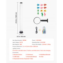VEVOR Bubble Tube Lamp 16 Color 4 ft Sensory Aquarium Lamp for Relief Calming