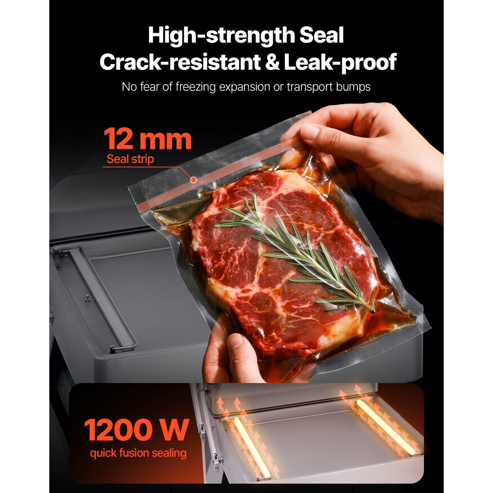 VEVOR Chamber Vacuum Sealer, 1200W Sealing Power, Vacuum Packing Machine for Wet Foods, Meats, Marinades and More, Compact Size with 23.6 in Sealing Length, Applied in Home Kitchen and Commercial Use