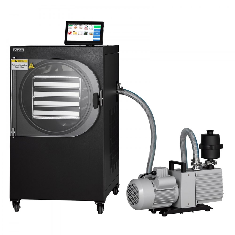 VEVOR Vacuum Freeze Dryer Machine, 5-7 kg/Batch, 4 Trays, 10 Presets for Fruit Vegetable Meat, Durable Freestanding Freeze Drying Equipment with Wheel, App Control, LCD Touchscreen, Auto Defrost