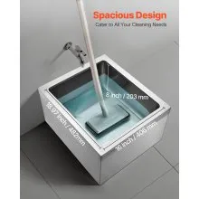 VEVOR Stainless Steel Floor Mop Sink, 22 x 19 x 12 in, 304 Stainless Steel, with 3-in-1 Filter and Wall-Mounted Bracket, X-Shaped Groove for Quick and Smooth Drainage, for Balcony and Bathroom