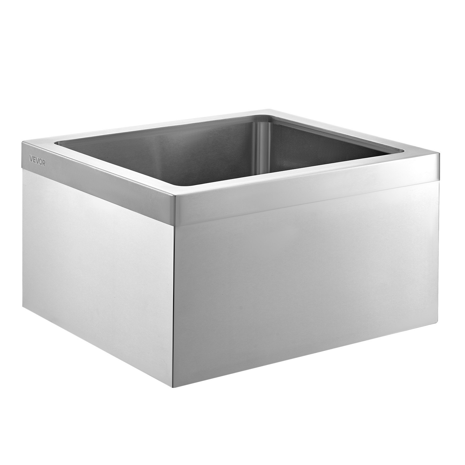 VEVOR Stainless Steel Floor Mop Sink, 22 x 19 x 12 in, 304 Stainless Steel, with 3-in-1 Filter and Wall-Mounted Bracket, X-Shaped Groove for Quick and Smooth Drainage, for Balcony and Bathroom