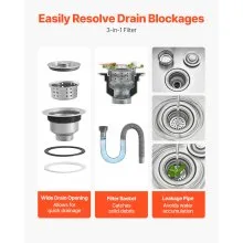 VEVOR Stainless Steel Floor Mop Sink 22 x 19 x 12 in with Backsplash and Filter