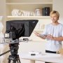 VEVOR Teleprompter, 16" Aluminum Alloy, Floor Type with Adjustable Angle Spectroscope, Remote Control, for YouTube, Twitch, Zoom, Supports DSLR/Webcam, for Video Recording/Live Streaming