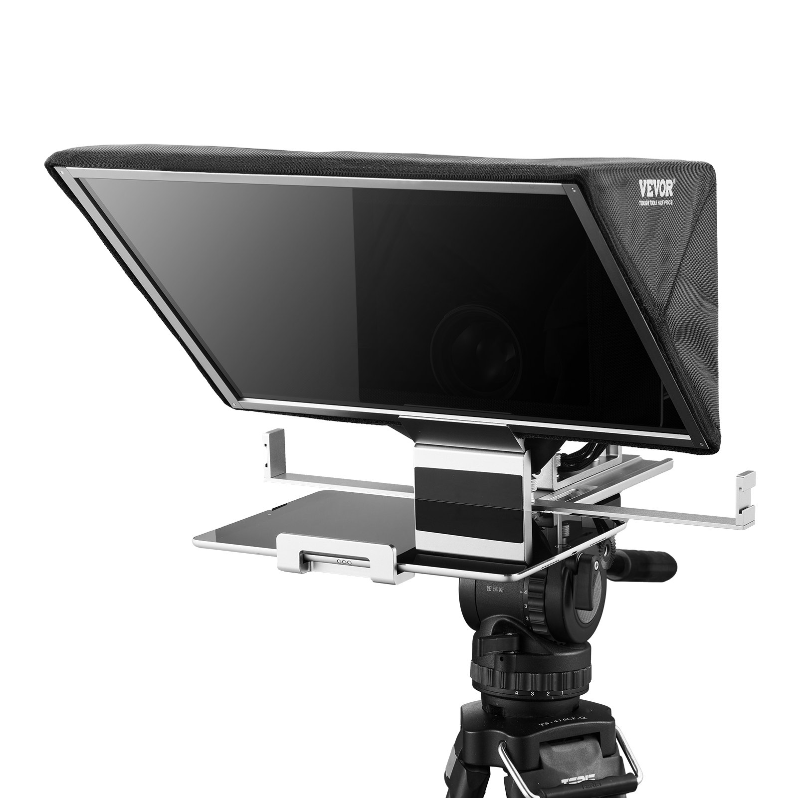VEVOR Teleprompter, 16" Aluminum Alloy, Floor Type with Adjustable Angle Spectroscope, Remote Control, for YouTube, Twitch, Zoom, Supports DSLR/Webcam, for Video Recording/Live Streaming