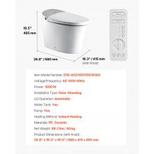 VEVOR Elongated Smart Toilet Auto Freshening Toilet with Heated Toilet Seat