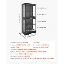 VEVOR Lighted Display Cabinet with Glass Doors 65 in Tall 4-Tier Curio Cabinet